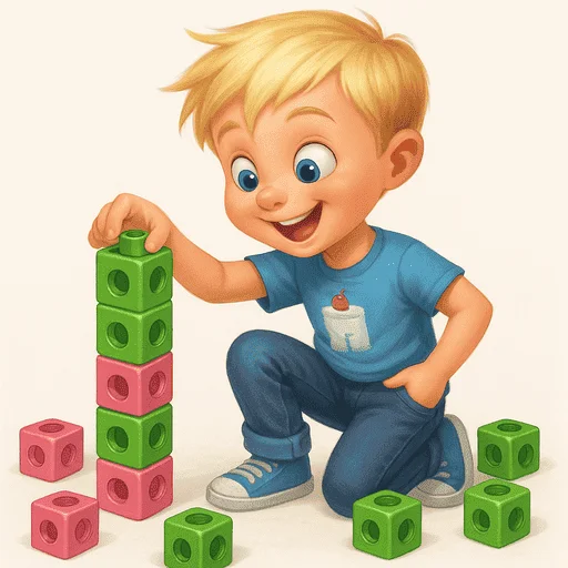 Aitor construyendo con cubos